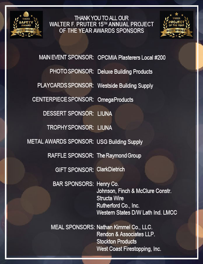 A list of sponsors for the 2 0 1 9 awards.