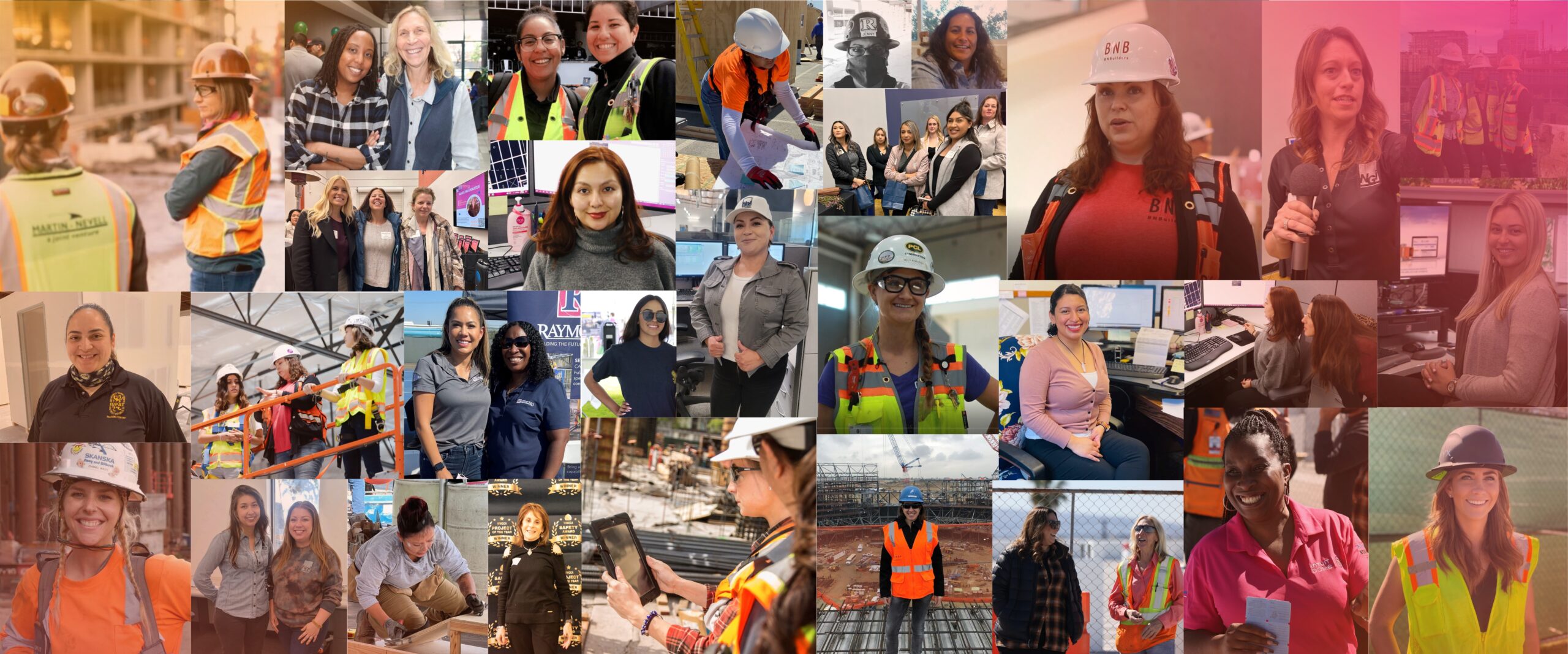 A collage of women in construction and other jobs.
