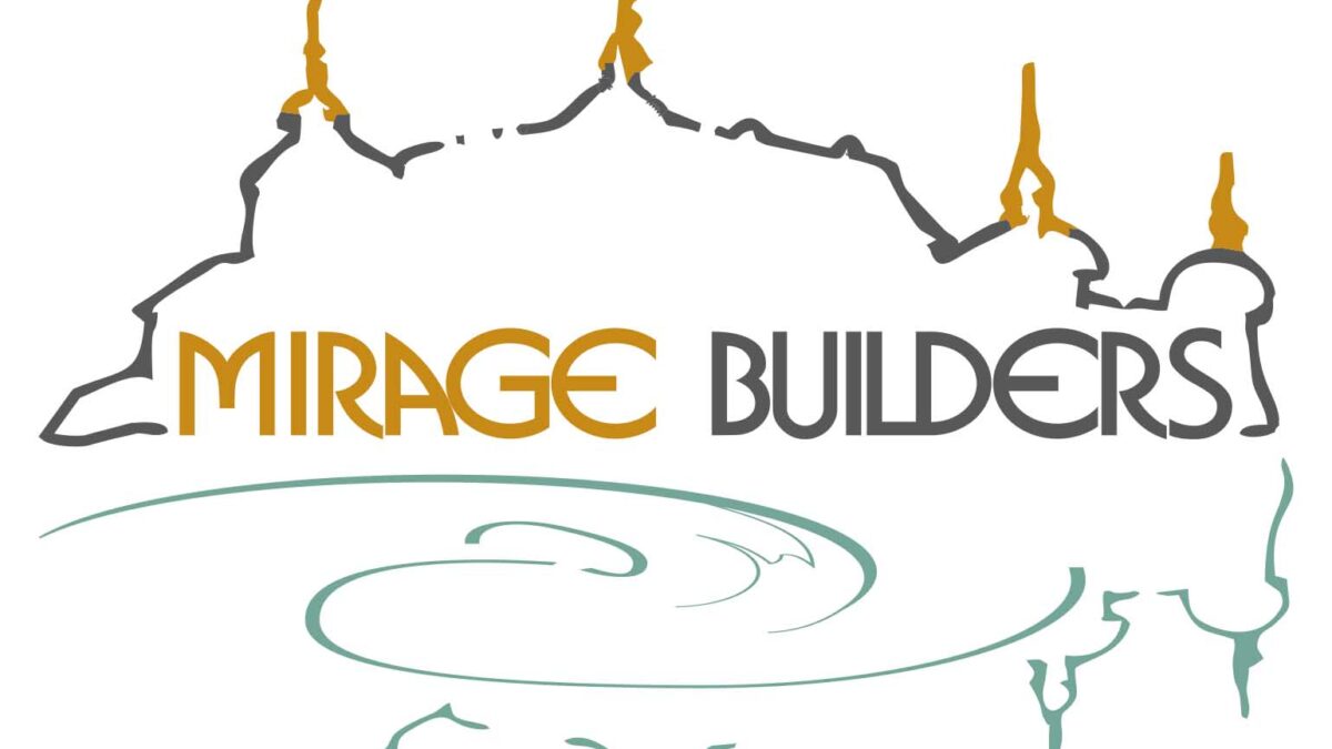 A logo of mirage builders