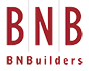 A red and white logo for bnb builders