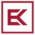 A red and white logo of the letter e.