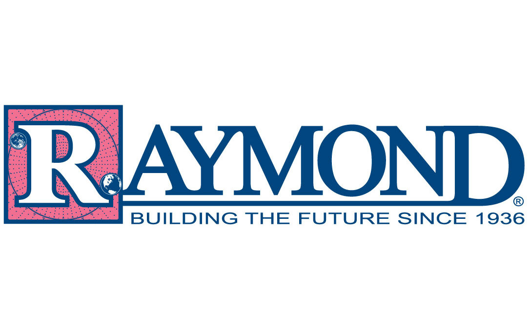 A blue and red logo of raymond